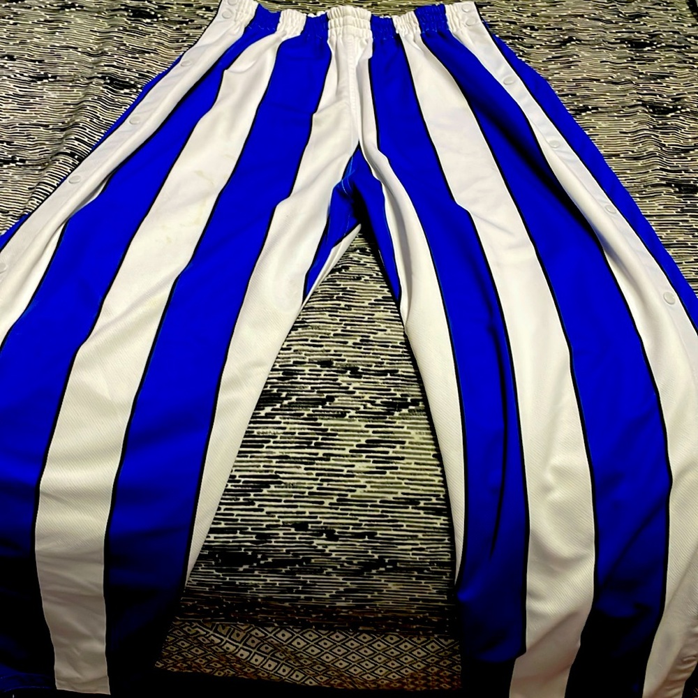 Men’s blue and white striped button up pants